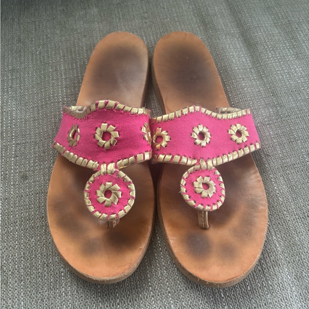 Jack Rogers Pink and Gold Sandals, great used condition